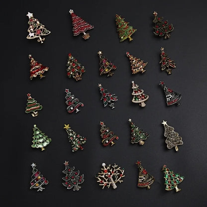 Fashion Pin Christmas Tree Alloy Inlay Rhinestones Unisex Brooches