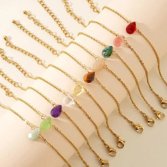 Basic Minimalist Classic Style Geometric 304 Stainless Steel Semi-precious Stone Bracelets In Bulk