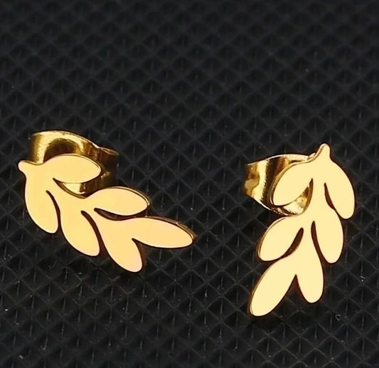 1 Pair Fashion Leaves 304 Stainless Steel 18K Gold Plated Ear Studs