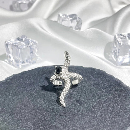 Hip-Hop Cool Style Snake Copper Plating Inlay Rhinestones Open Rings