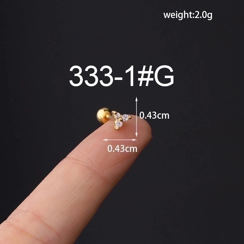 Ear Cartilage Rings & Studs Fashion Geometric Copper Plating Artificial Gemstones