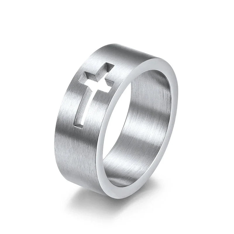 Fashion Cross Stainless Steel Rings Polishing Stainless Steel Rings