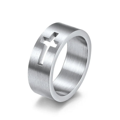 Fashion Cross Stainless Steel Rings Polishing Stainless Steel Rings