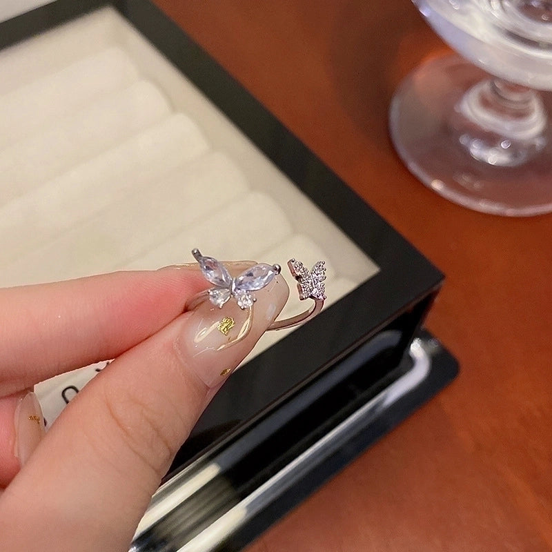 IG Style Geometric Copper Plating Inlay Zircon Rings