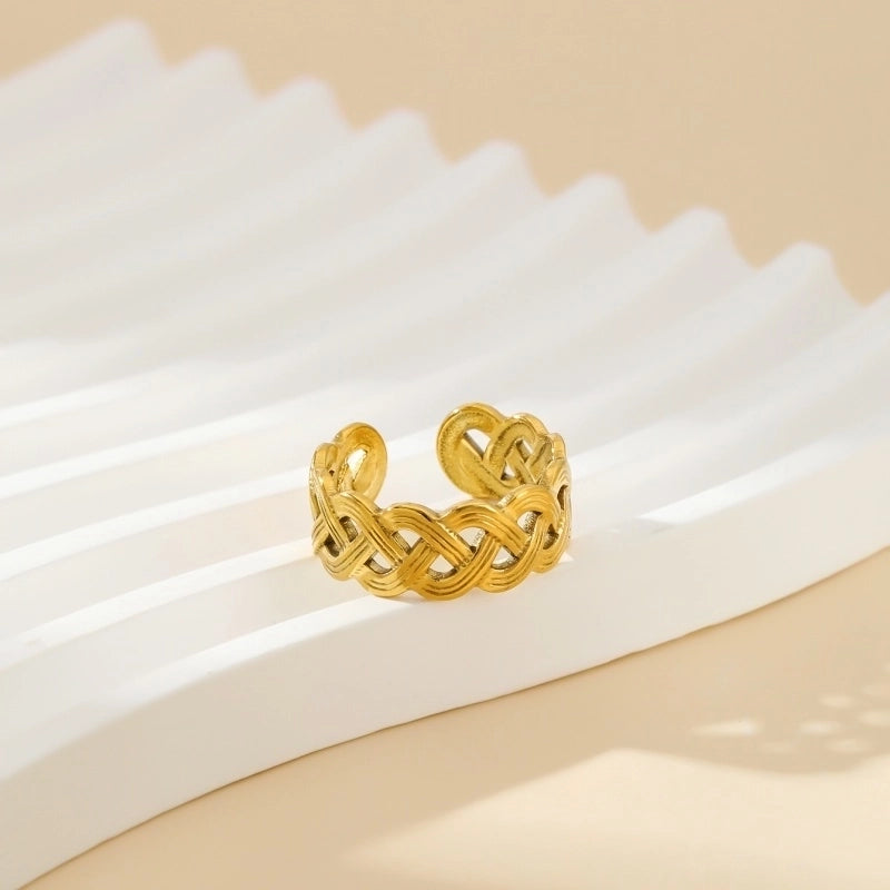 304 Stainless Steel 18K Gold Plated Modern Style Minimalist Geometric Solid Color Open Rings