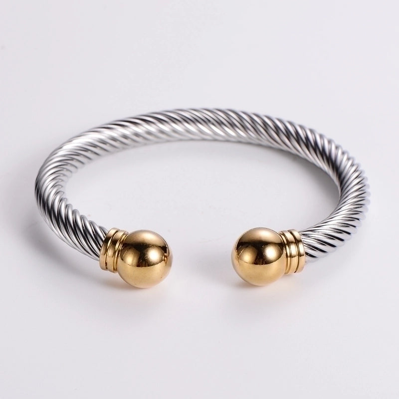 304 Stainless Steel 18k Gold Plated Hip-hop Inlay Geometric Acrylic Pearl Bangle