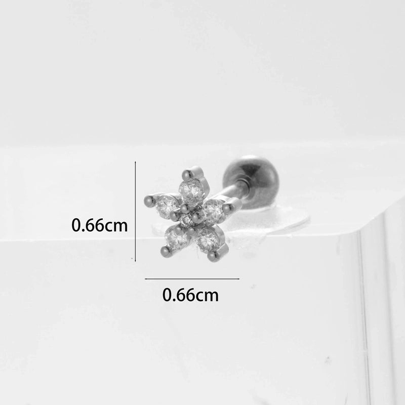 Ear Cartilage Rings & Studs Flower 316L Stainless Steel Copper Inlaid Zircon