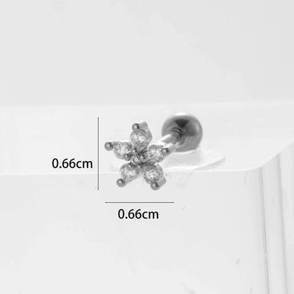 Ear Cartilage Rings & Studs Flower 316L Stainless Steel Copper Inlaid Zircon