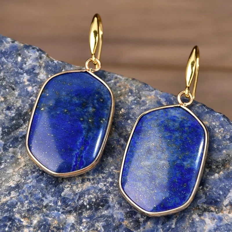 1 Piece Luxurious Handmade Geometric Handmade Three-dimensional Natural Stone Drop Earrings