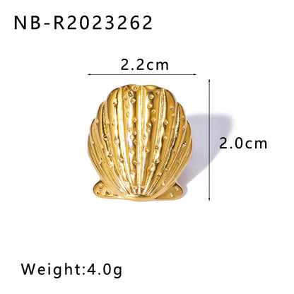 Open Ring IG Style Star Shell Textured Star Geometric Stainless Steel Electroplating Rings