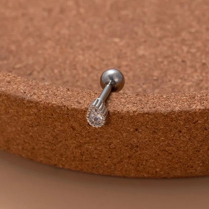 1 Piece Ear Cartilage Rings & Studs Sweet Water Droplets Heart Shape Copper Plating Inlay Zircon