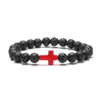 Retro Cross Beaded Natural Stone Bracelets