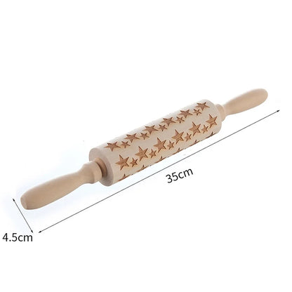 Christmas Cute Christmas Tree Snowflake Elk Wood Rolling Pin 1 Piece