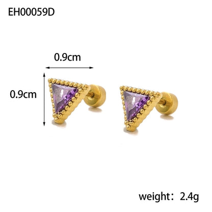 1 Pair Minimalist Triangle 304 Stainless Steel Zircon 18K Gold Plated Earrings