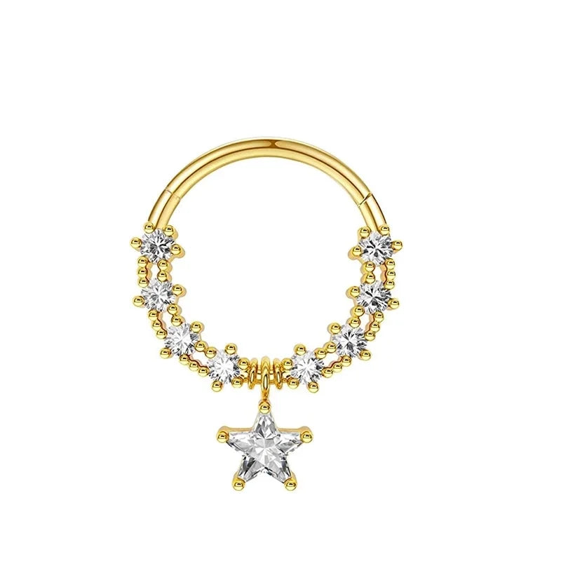 1 Piece Nose Rings & Studs Minimalist Classic Style Solid Color 304 Stainless Steel Inlay Rhinestones Nose Rings & Studs