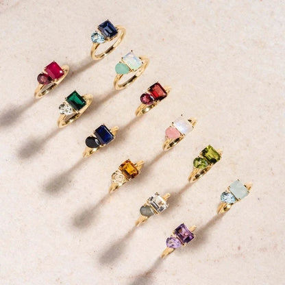 Elegant Romantic Shiny Geometric 304 Stainless Steel Zircon 18K Gold Plated Inlay Stainless Steel Rings