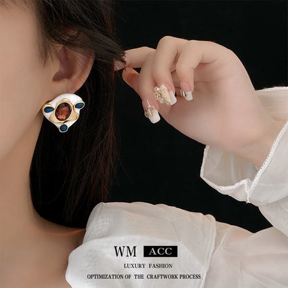Moderate Luxury Triangle Geometric Alloy Oil Dripping Earrings