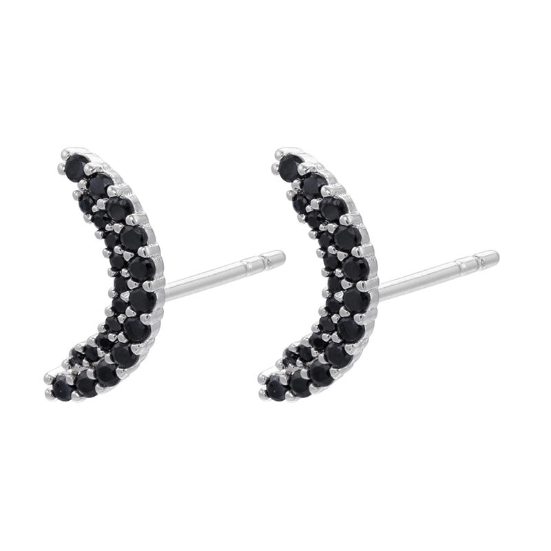 Cute Geometric Moon Flower Copper Artificial Gemstones Copper Earrings