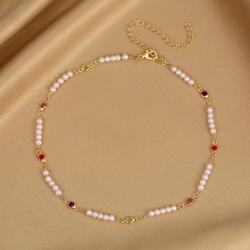 2 Pieces Fashion Devil\'s Eye Butterfly Beaded Copper Gold Plated Necklace In Bulk