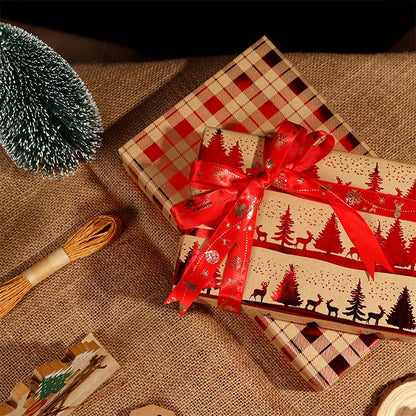 Kraft Paper Red Hot Stamping Christmas Gift Wrapping Paper Book Wrapping Paper