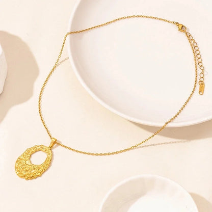 Minimalist Geometric Round 304 Stainless Steel Plating Pendant Necklace