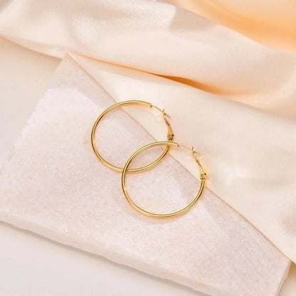 1 Pair Minimalist Geometric 304 Stainless Steel Gold Plated Hoop Earrings