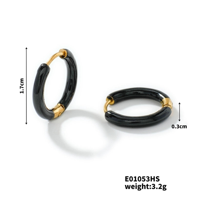 1 Piece Minimalist Artistic Commute Geometric Enamel 304 Stainless Steel Resin K Gold Plated Earrings