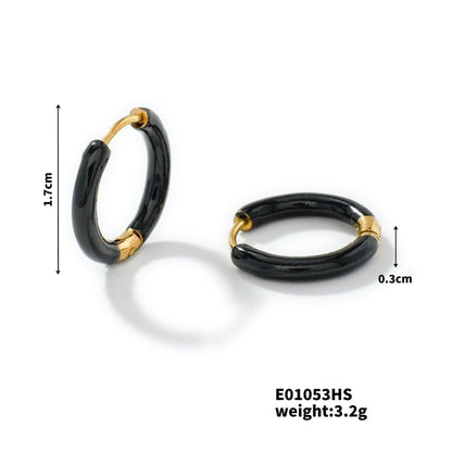 1 Piece Minimalist Artistic Commute Geometric Enamel 304 Stainless Steel Resin K Gold Plated Earrings