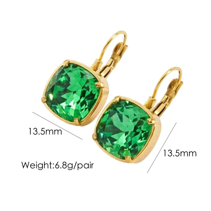 3 Pairs Retro Roman Style Geometric Plating Inlay 304 Stainless Steel Zircon 14K Gold Plated Drop Earrings