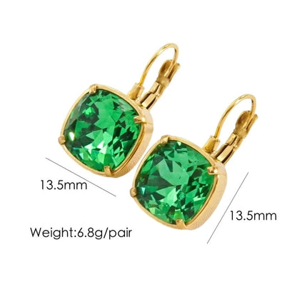 3 Pairs Retro Roman Style Geometric Plating Inlay 304 Stainless Steel Zircon 14K Gold Plated Drop Earrings