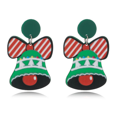 Christmas Earrings Christmas Old Man Bell Snowman Earrings Studs