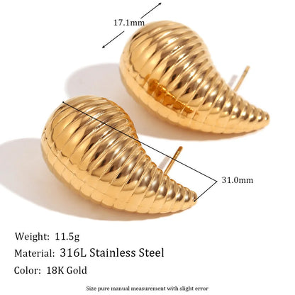 Fashion Quadrilateral Circle Geometric Stainless Steel 18K Gold Plated Earrings