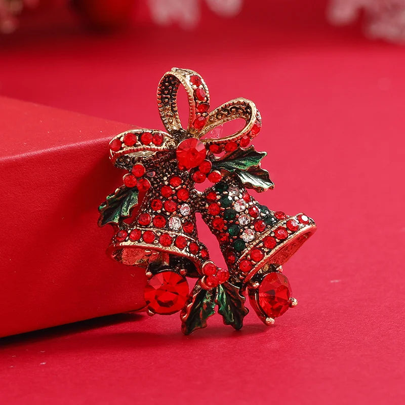 Christmas Suit Pin Gift Bow Brooch Vintage Bell Christmas Brooch