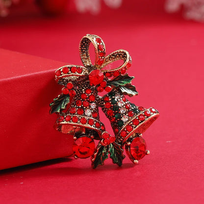 Christmas Suit Pin Gift Bow Brooch Vintage Bell Christmas Brooch