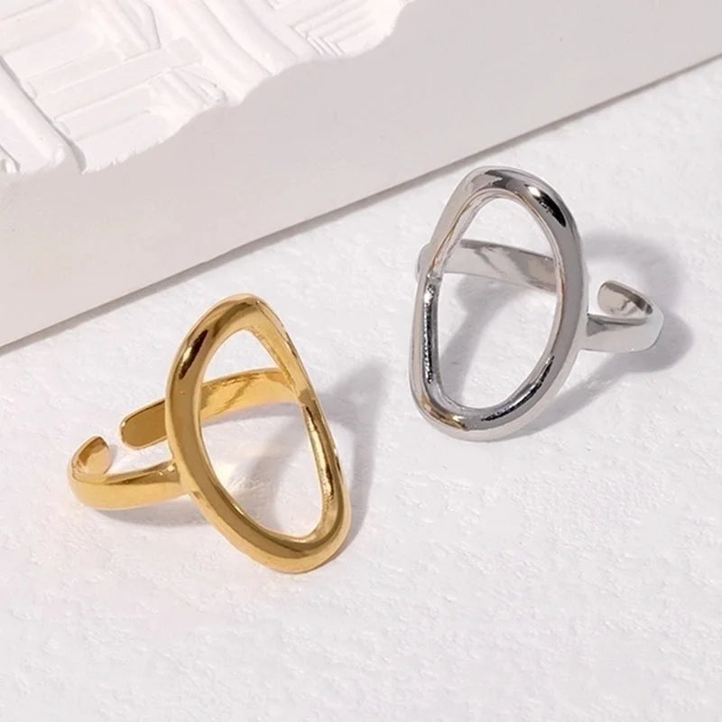 Minimalist Geometric Stainless Steel Irregular Open Ring 1 Piece