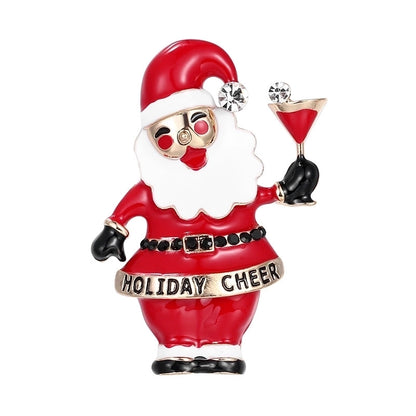 Fashion Pin Christmas Tree Alloy Plating Rhinestones Women'S Brooches