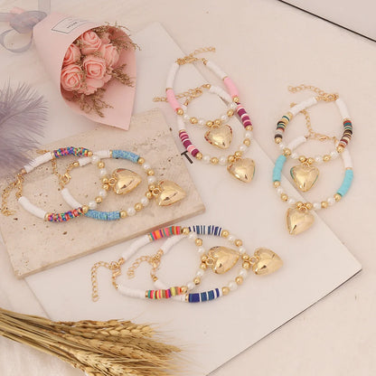 Women Fashion Heart Polymer Clay Handmade Bracelets
