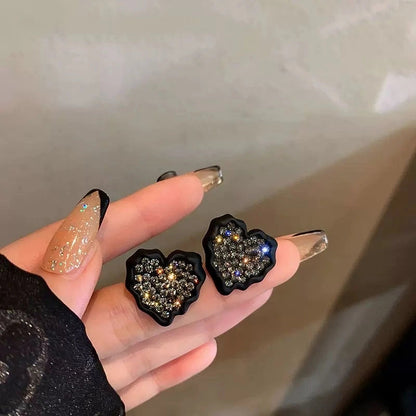 1 Pair Retro Heart Shape Bow Knot Inlay Silver Artificial Pearls Zircon Earrings