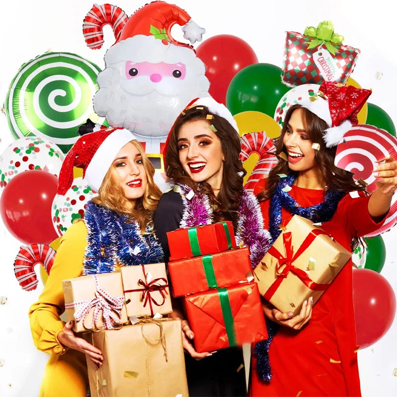 Christmas Minimalist Classic Style Color Block Aluminum Film Christmas Festival Balloons