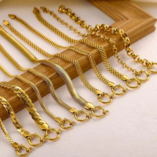 Minimalist Solid Color Titanium Steel Cuban Link Chain Curb Chain Snake Chain Bracelets In Bulk