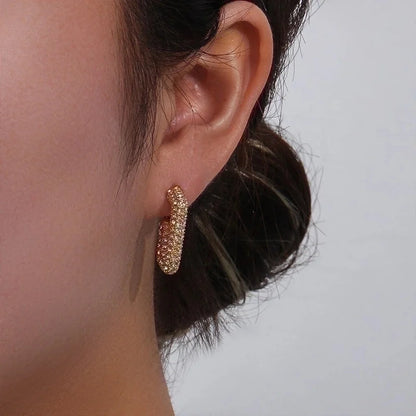 1 Pair Fashion Geometric Plating 304 Stainless Steel Zircon 18K Gold Plated Earrings