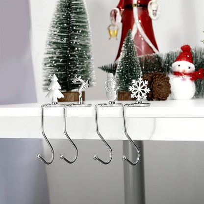 Amazon Popular Christmas Magnetic Hook Snowflake Christmas Hook Christmas Gift Metal Fireplace Socks Pendant