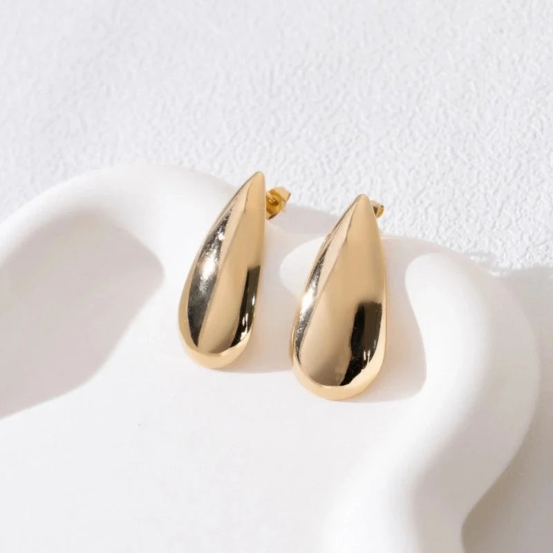 1 Pair Casual Minimalist U Shape Cross Water Droplets 304 Stainless Steel Earrings Ear Studs