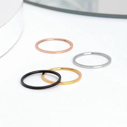 Minimalist Solid Color Titanium Steel 18K Gold Plated Polishing Rings