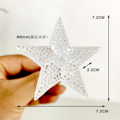 10 Pieces Transparent Round Ball Snowflake Small Five-star Christmas Tree Light String Accessories Five-pointed Star Tree Top Star Christmas Decoration