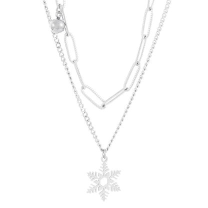 Vacation Snowflake Titanium Steel 18K Gold Plated Plating Bracelets Earrings Necklace