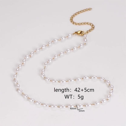 Casual Minimalist Round Heart Shape 304 Stainless Steel Artificial Pearl Necklace