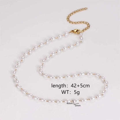 Casual Minimalist Round Heart Shape 304 Stainless Steel Artificial Pearl Necklace