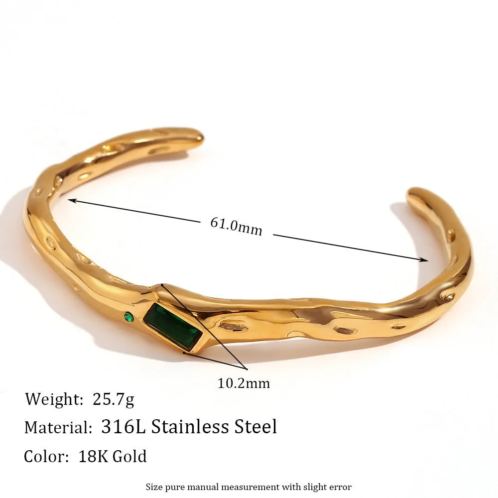 Fashion Quadrilateral Circle Stainless Steel 18K Gold Plated Bangles