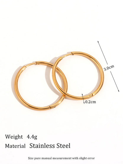 Minimalist Circle Geometric Stainless Steel 18K Gold Plated Earrings